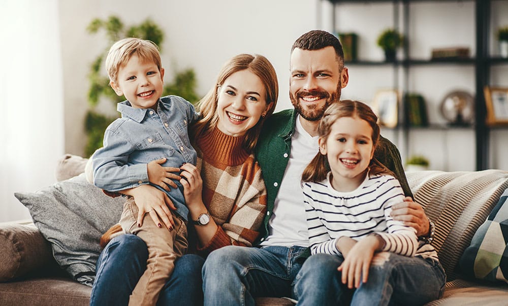 happy family mother father and kids